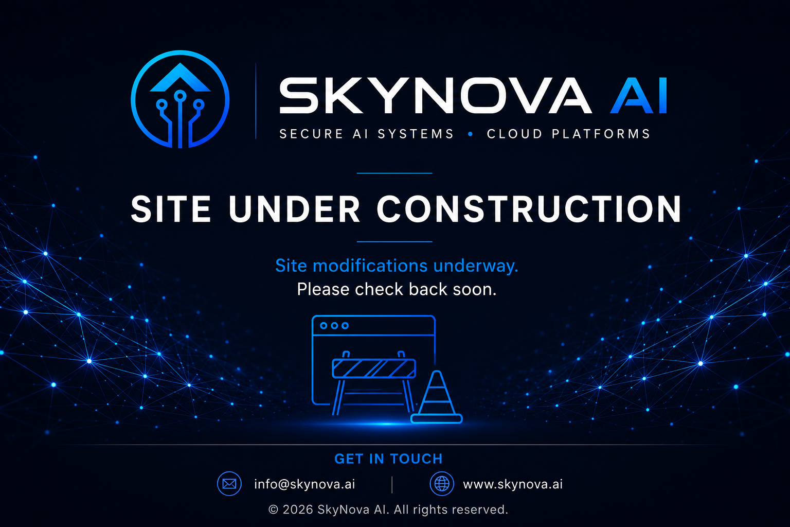 SkyNova AI site under construction. Site modifications underway. Please check back soon.
